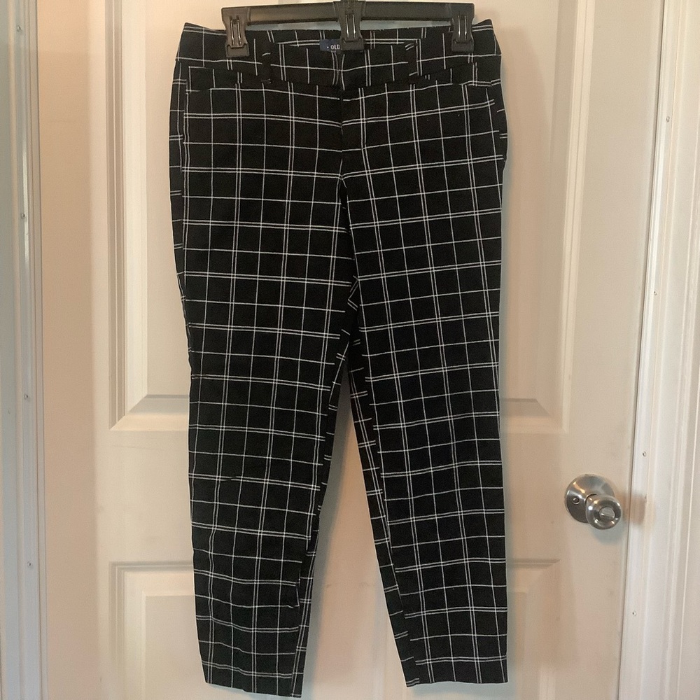 Old Navy pants casual mid rise Dress pant plaid size 4 Regular